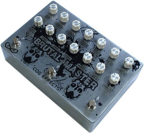 Cog Effects Custom Brutal Master Parallel Octave Fuzz Distortion Bass Guitar Effects Pedal with engraved artwork design by MrExcane