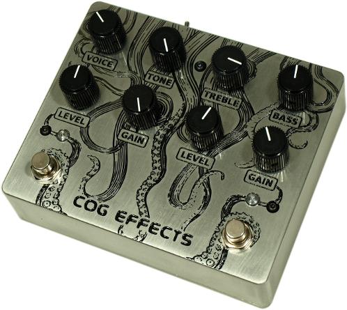 Cog Effects Custom Darklighter and Knightfall Guitar & Bass Overdrive & Distortion with clipping options, expanded active EQ and engraved Tentacles Artwork