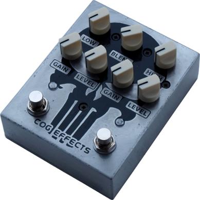 Cog Custom - Knightfall 66 Bass Distortion pedal running at 18v with etched Punisher artwork