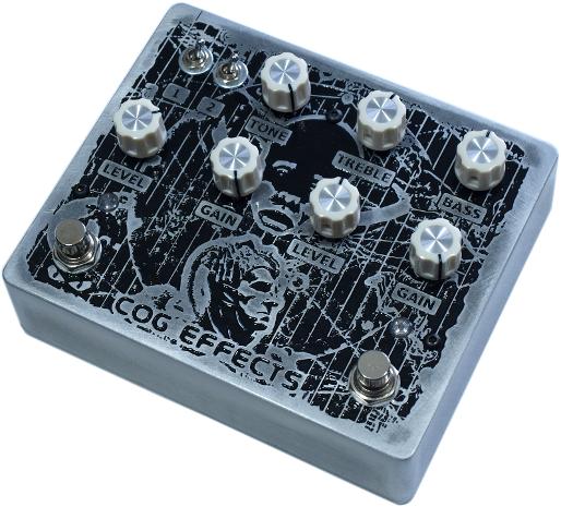 Cog Effects Custom Time Bandits Dual Bass Guitar Overdrive and Distortion with custom engraved artwork design by MrExcane