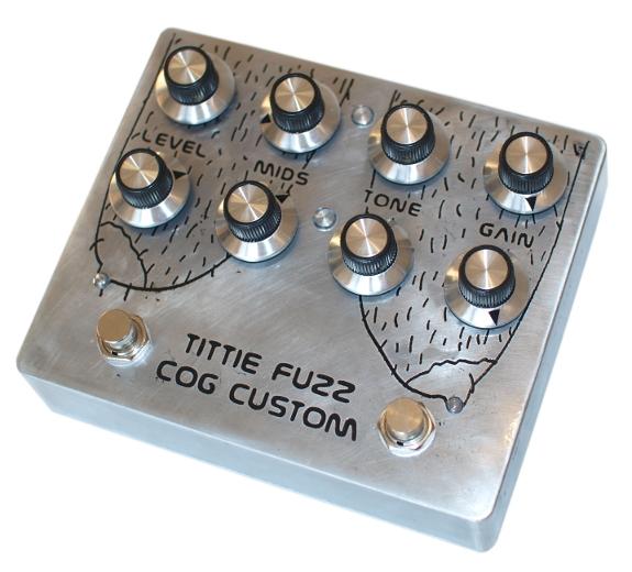 Cog Custom - Custom Effects Pedal - Tittie Fuzz Dual Tarkin - Etched Enclosure - Artwork Shave Them Titties by Mr Boonstra for Rob Graham of Wet Nuns